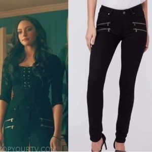 Paige Revolve High Rise Edgemont Size 25 Washed Out Black Zipper Pockets